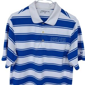 Nike Golf Saint Louis Billiken‎ Band Striped Polo Shirt Mens Small Dri Fit Blue